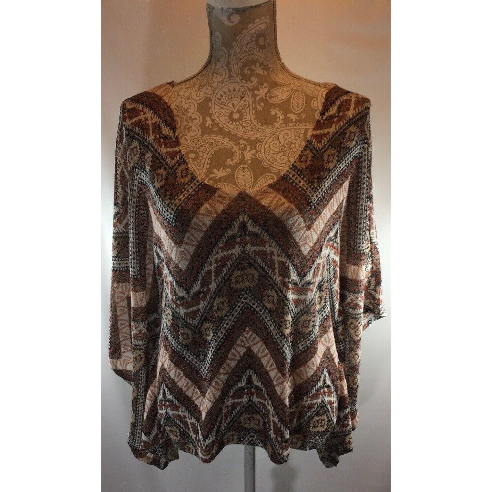 No Comment Sweater Poncho Top Junior Sz L Chevron‎